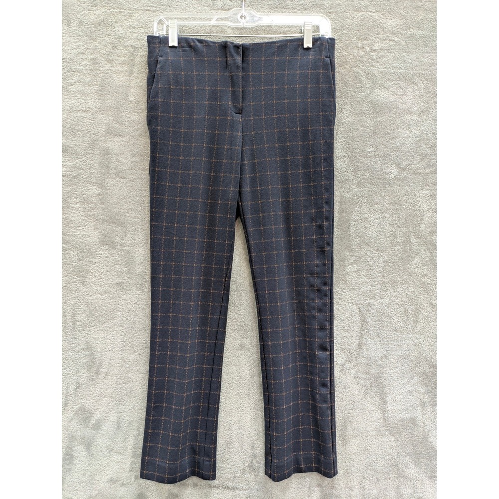 Dark Academia Plaid Trousers Womens Size 4 Navy Blue Windowpane Office‎ Business